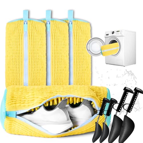 6 Best Shoe Washing Bags You'll Love 3 CinGiiCo Shoe Washing Machine Bag, 4 Pcs Laundry Shoe Bag For Washing Machine, With 4 Shoe Tree(Men's 6-12.5 & Women's 5-10.5), 360°Deep Cleaning, Fit Most Shoes Types
