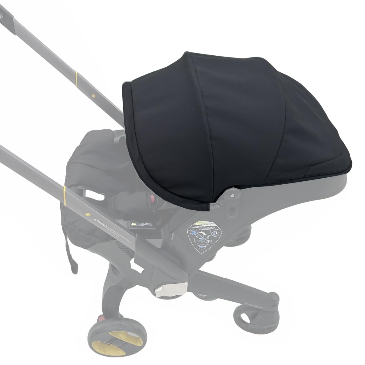 Doona Kinderwagen Ersatzdach X Doona+ i Autositz-Kinderwagen 4 Segmente ausziehbarer Sonnenschutz maschinenwaschbar schwarz