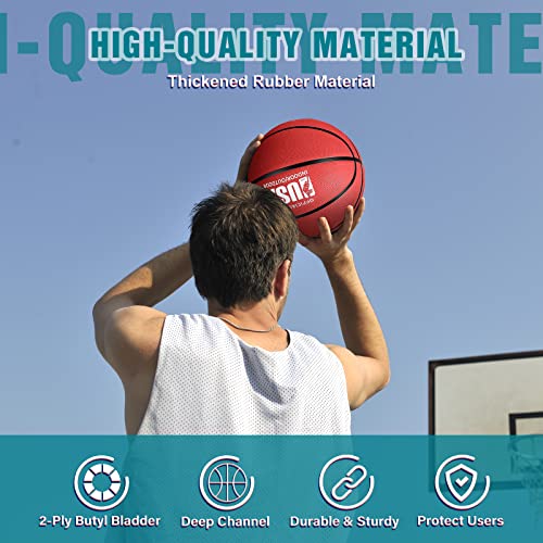 Libima 3 Pcs Official Size 5 7 Basketball Indoor Outdoor Colorful Rubber Basketball For Game Practice Training Basketball With Pump For Kids Youth Teens Men Women (Yellow, Blue, Red, Size 7 29.5'') #TOP3