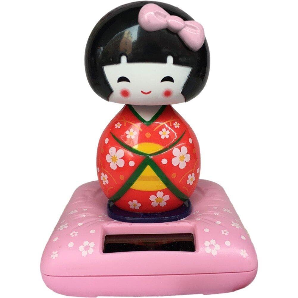 Sanfly Kimono Car Ornament Solar Powered Car Interior Decor Nodding Japanese Car Dashboard Design Gift for Home Decor