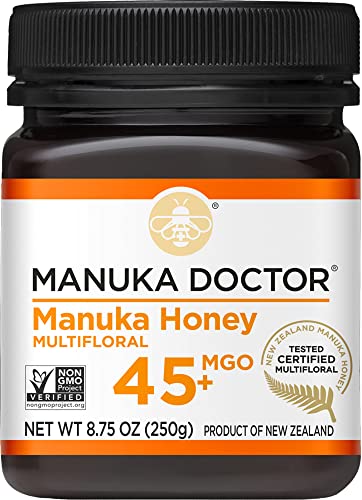 MANUKA DOCTOR - MGO 45+ Manuka Honey Multifloral, 100% Pure New Zealand Honey. Certified. Guaranteed. Non-GMO (8.75oz)