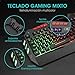 Rii RK900+ Teclado con sensibilidad mecánica Completo,Combo de Teclado y ratón con...