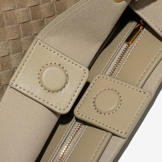 Suede Woven Tote Bag for Women PU Leather Crossbody Bag Shoulder Bag Casual Handbag Satchel for Work Travel 20252