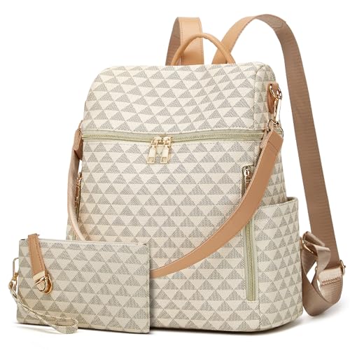 Makes Mochila feminina 1093, Bege amarelo, 12.6 x 5.5 x 14 inches