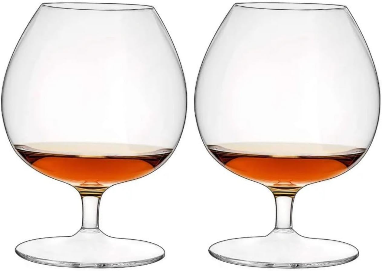 Crystal Brandy Glass, Wine Glass Set of 2, 250 ML Sherry, Brandy, Cognac, Snifter Glasses, Handcrafted, Crystal Glass, Great for Spirits, Drinks, Bourbon, Made in Europe Elegant