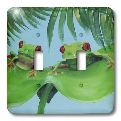 Interrupteur à baïonnette 2 Tree Frogs on a Big Palm Leaf 3dRose LSP_44372_2