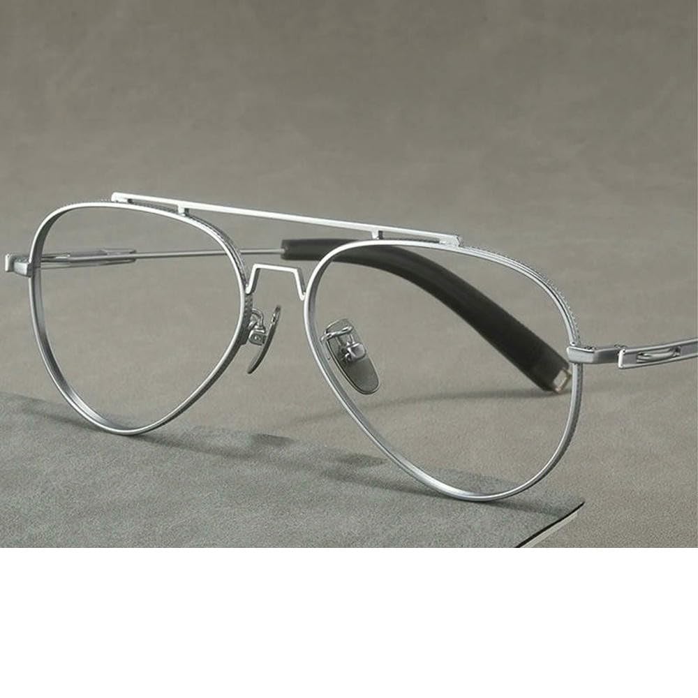 JJDFW Puro Titanio Doppio Ponte Occhiali Vintage Ultra Leggero Grandi Dimensioni Maschile Montature Semplici Occhiali Moda