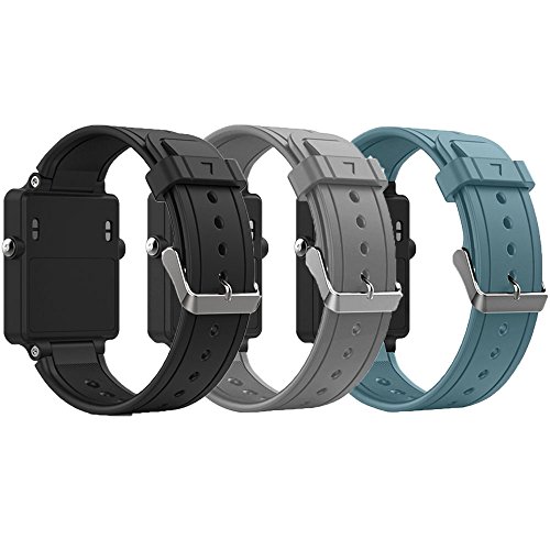 ZSZCXD Band for Garmin Vivoactive, Soft Silicone Wristband Replacement Watch Band for Garmin Vivoactive Sports GPS Smart Watch (B-Black&Grey&Slate)