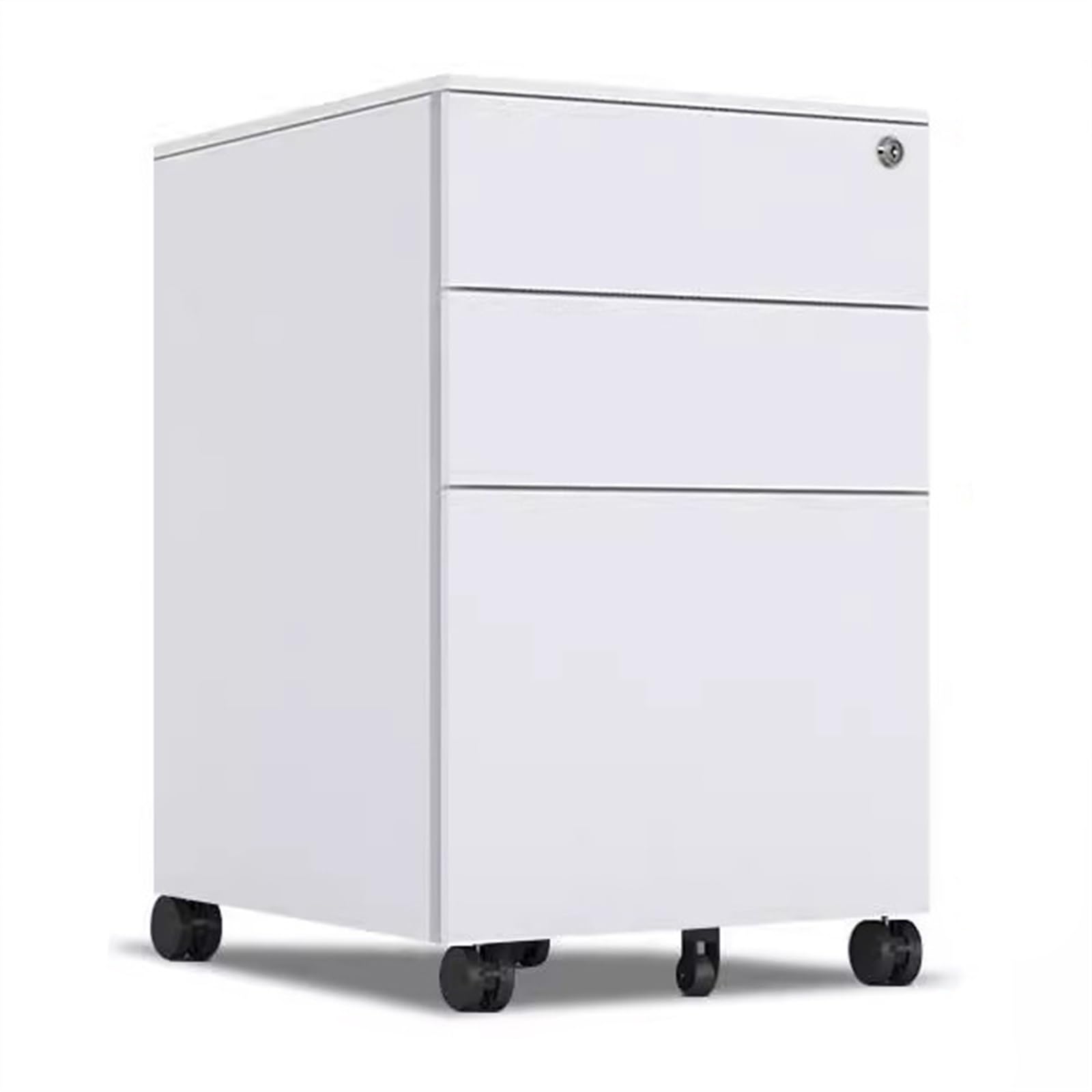 SaryEdge Vertical Metal Filing Cabinet with 3 Lockable Drawers White Mobile File Storage for Home Office Secu,Wei?-39x45x60cm