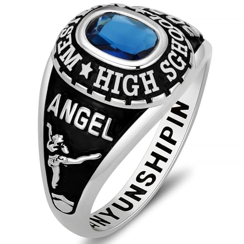 Sterling Silver Class Rings Personalized Custom Rings Class Rings for Women High School Birthstone Rings Graduation Rings Size 5-15 College Rings for Women2