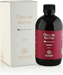 Óleo de Banho Hidratante Perfumado Ameize com Óleo Essencial de Gerânio | Emulsiona na Pele Molhada | 250 m| Aroma Floral Natural