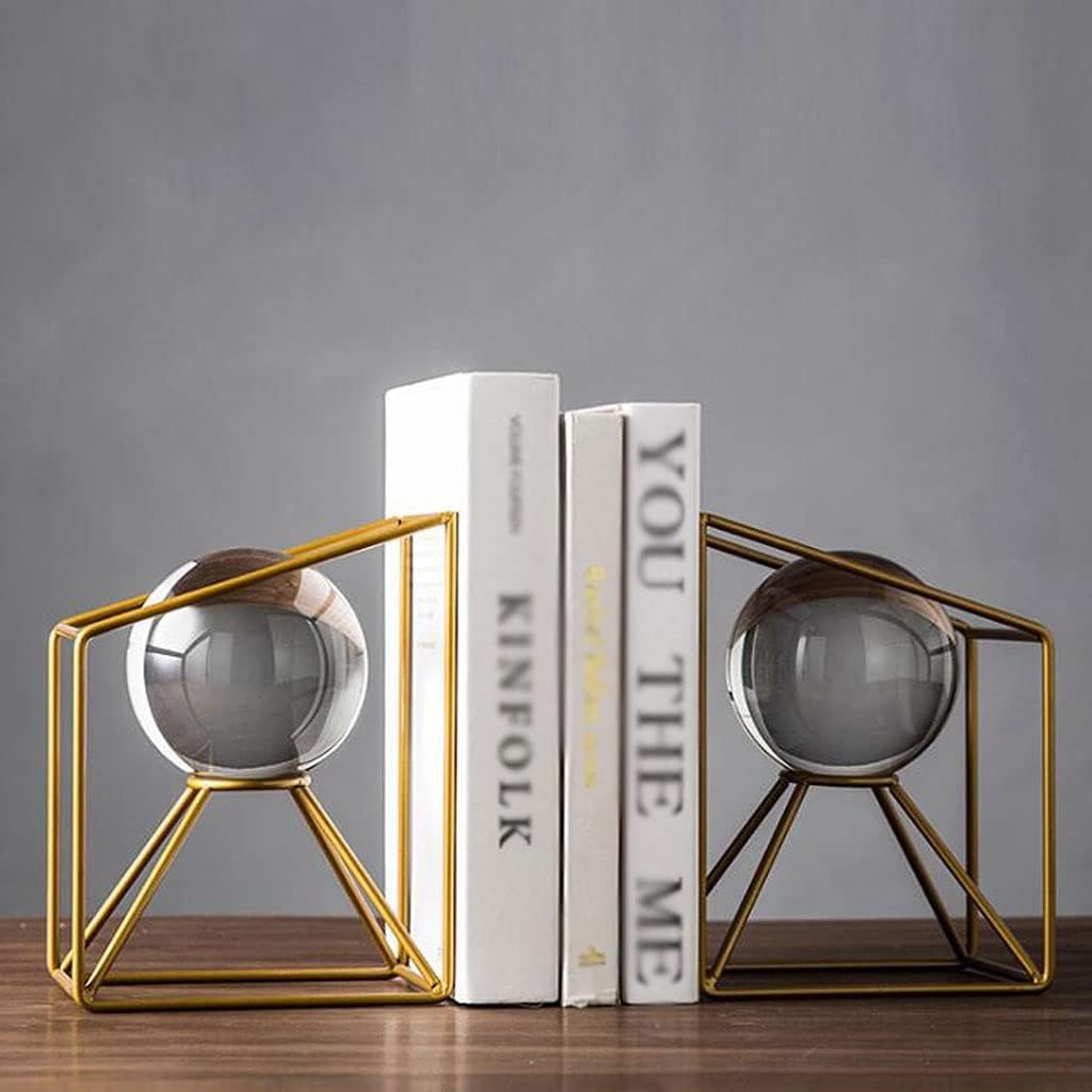 Book Ends for Shelves Desktop Three-Dimensional Bookends Bookshelf Metal Anti-Mobile Bookend Student Desk Books Book Ends Office Desktop Crystal Ball Decorative File Racks Office Book Stand