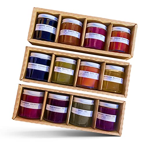 Smoke Camp Crafts - Gourmet Jellies & Jam Gift Set, Assorted Low Sugar Jam & Jellies, Jam & Jelly Gift Sets, Jams, Jellies & Preserves, 142 g x 12 Mini Jam Jars