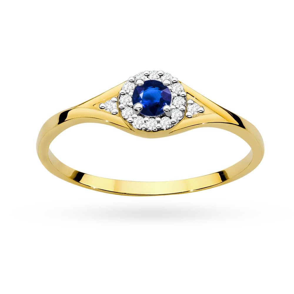 MARKO Damen Ring aus 8K Echtgold mit Zirkonia in Weiß, Saphir & Rubin – Glitzer Schmuckring Gold für Frauen – Verlobungsring, Ehering oder Anxiety Ring – Aesthetic