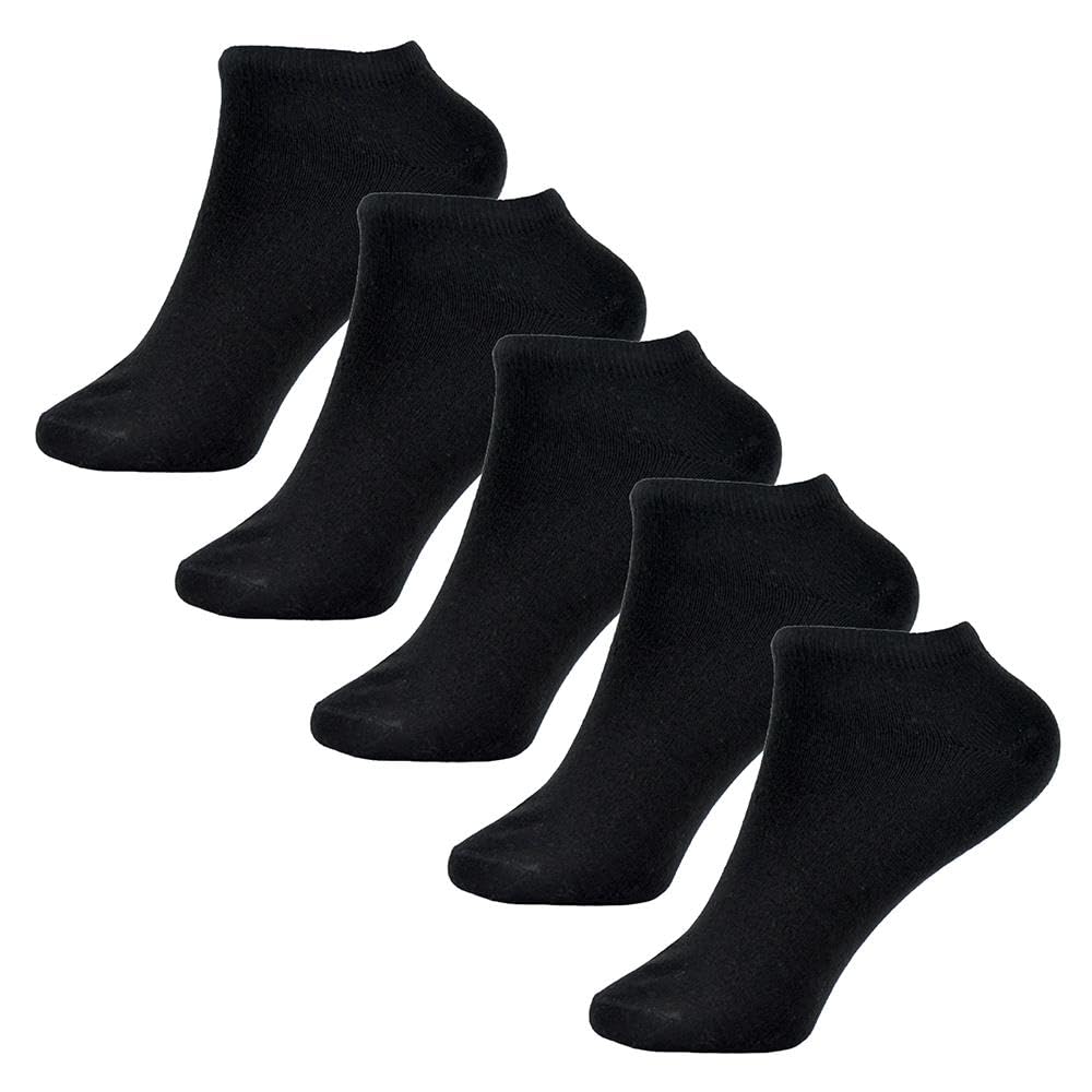 A2z Women's Black Essentials Wardrobe Trainer Socks Comfortable For Daily Plain Ankle - Socks Lds Az875 5 Pack 6-8