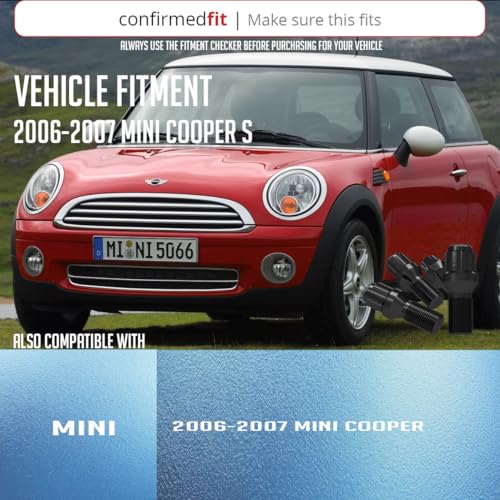 Image of Wheel Accessories Parts 20 Pcs Lug Bolt Set M14 x 1.25 Thread Acorn Seat Lug Bolts Black Finish 24mm Shank Length 6 Spline Car fits Mini Cooper