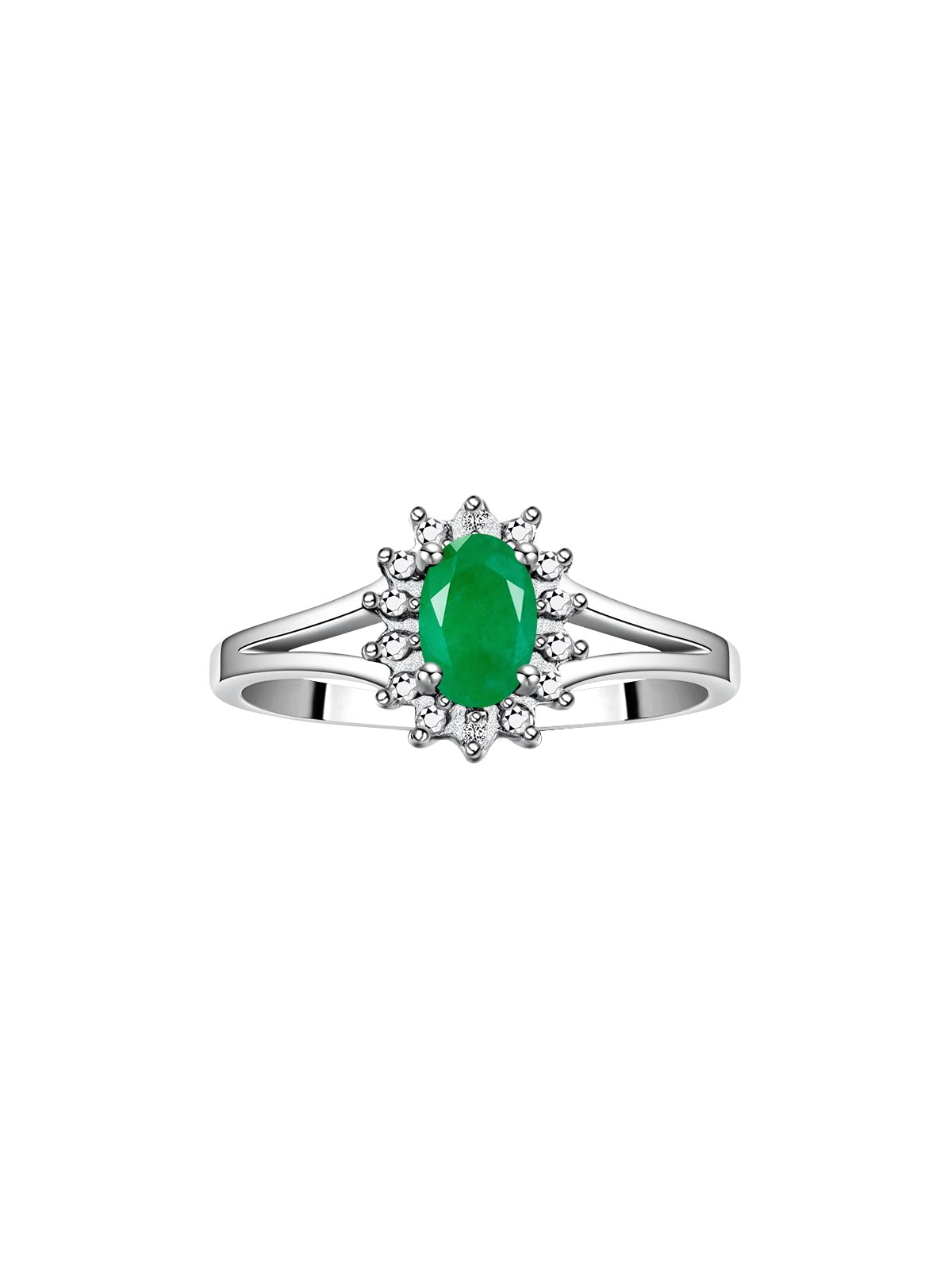 Rylos Halo Ring: Diamond Birthstone with 6X4MM Oval Gemstone - Women's Jewelry in Sterling Silver - Stunning Diamond Ring Sizes 5-10