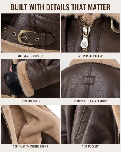 Mifidy Faux Shearling Flight Coat
