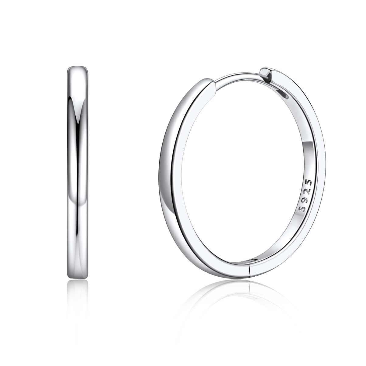Silvora 6-20mm Orecchini Uomo Donna Cerchio Argento 925 Piccoli | argento 925 delicato sulla pelle, design semplice e versatile, brillante, elegante, può indossato insieme ad altri orecchini