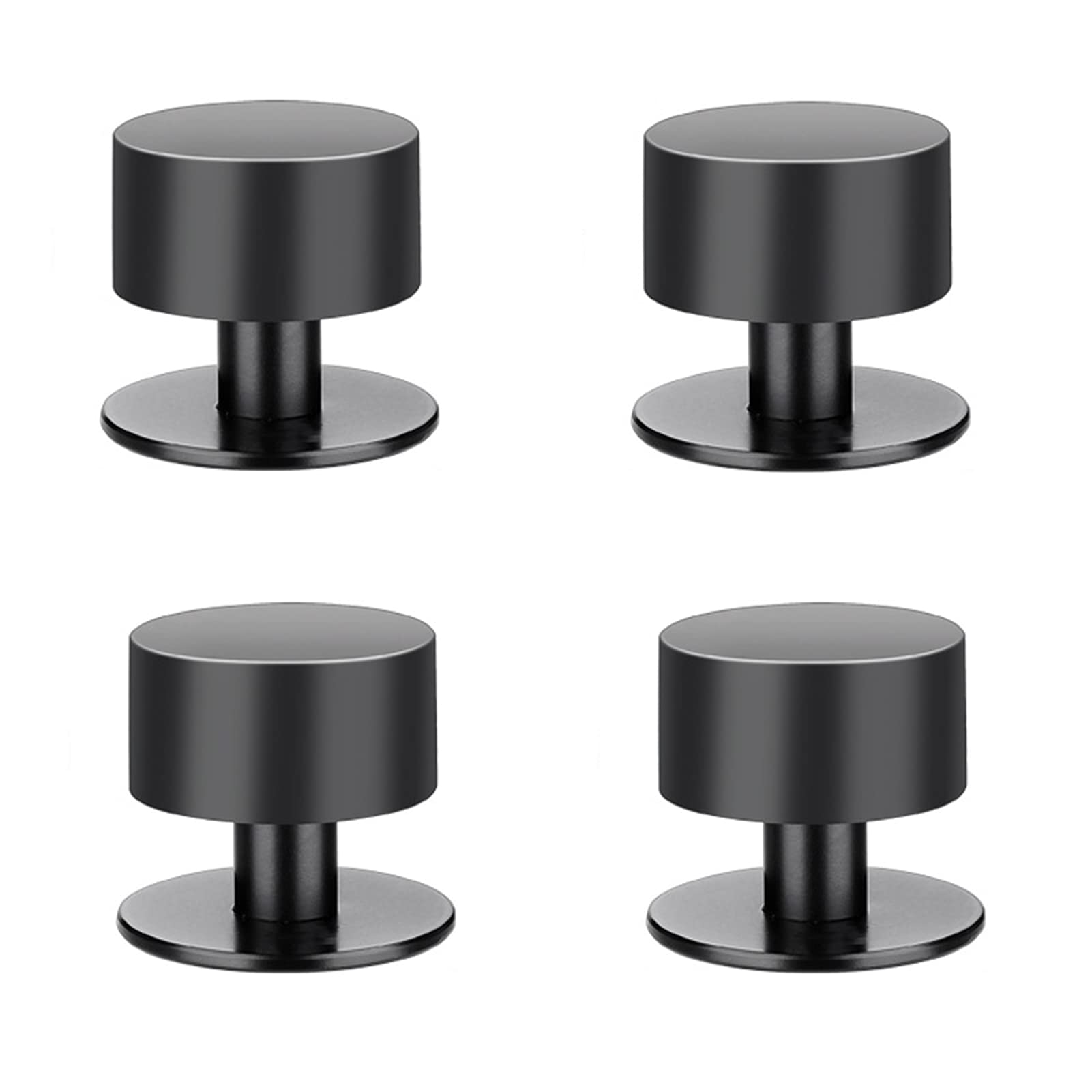 Tope de puerta de acero inoxidable negro de 40 mm con parachoques de goma para hogar, 4 unidades
