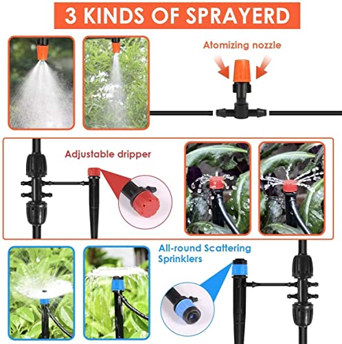 Drip Irrigation Kit, 43M/141Ft Garden System With 1/4'' Blank Distribution Pipe Watering Kit/Diy Water Saving Automatic Equipment Kit For Garden, Indoor Plants, Outdoor Indoor, No Leak, Black #TOP4