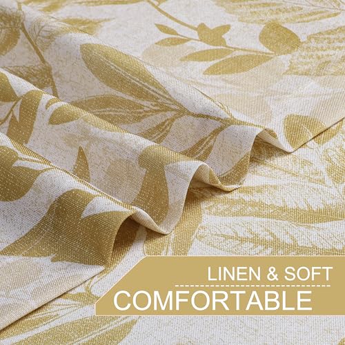 Image of Wheat Gold Leaf Light Filtering Window Curtains, 55 inch Wx90 Lx2