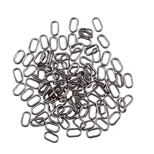 BESPORTBLE 100pcs Stainless Steel Oval Fishing Connecting Tackle Connector for Fishing Supplies High-Strength for Bait and Hook Connection for Freshwater and