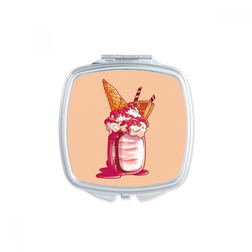 Miroir de poche portable miroir carré maquillage compact biscuits crème glacée chocolat mignon