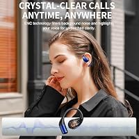 Conyat Open Ear Kopfhörer Bluetooth 6.0 mit HD Mic, Kopfhörer Kabellos Bluetooth HiFi Stereo mit Ohrhaken, 40H Spielzeit, Bluetooth Kopfhörer mit LED-Anzeige, IP7 Wasserdicht Ohrhörer für Sport, Blau – Ansicht 2