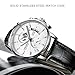 eYotto Men's Luxury Chronograph Quartz Wrist Watch, Casual Dress Black Leather Band Calendar Date Analog Formal Business Waterproof Wristwatch, Fashion Gifts Silver Luminous Dial Watches for Men