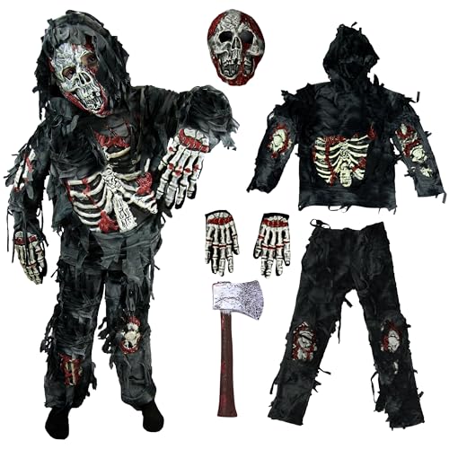 Spooktacular Creations - Disfraz de zombi para niño con hacha sangrienta (Large, Black)