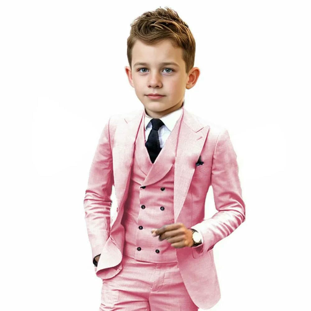 ZBDP - Set da smoking formale per ragazzi da 3 a 16 anni, 3 pezzi, vestibilità aderente, uniformi scolastiche, feste di compleanno