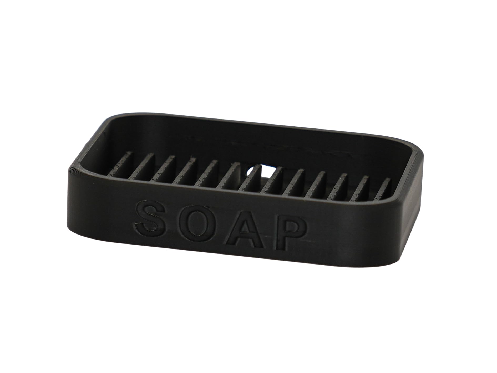 Modern Soap Dish, Bathroom Sink Holder with Drainage, 10.5 x 7 x 2 cm (Matte Black)