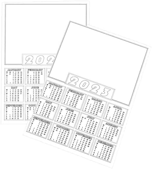 2023 Calendar Planner Organiser UK A4 Blanks White Mini Calender Year to View Make Your Own Home Student Academic Year Jan to December Black and White (30)