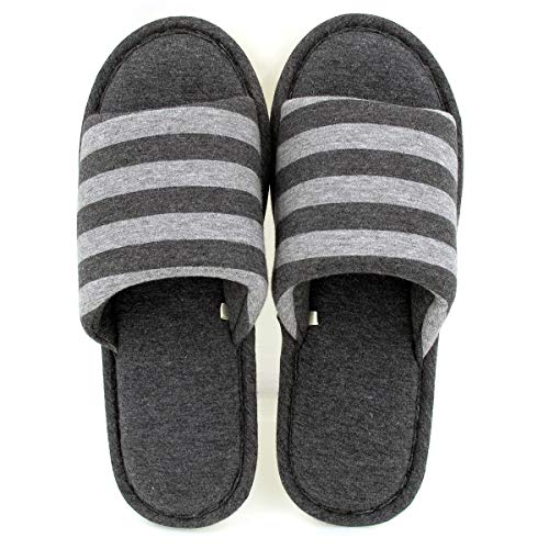 Sunshine Code Men's Women's Memory Foam Cotton Washable Stripe Slippers for Travel House Hotel Spa Bedroom3