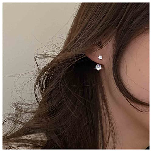 Allereyae EH-A318 Vintage Crystal Ear Jacket Earrings Round Rhinestone Earrings Bling Cz Stud Earrings Silver Minimalist Crystal Earrings Jewelry cover