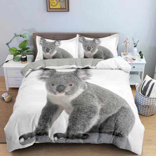 Funda nórdica 155x220cm de koala blanca para regalo de cumpleaños