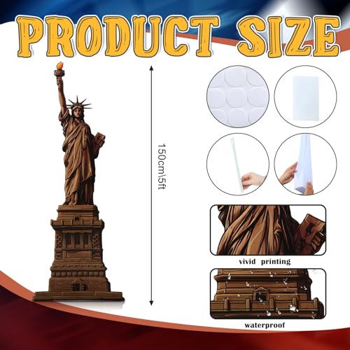 Image of Colingmill 5' H Statue of Liberty Cardboard Stand up Cutout New York Themed Party Decoration 250th Anniversary Life Size Photo Props for 4th of July Patriotic Party Event City Sign Backdrop