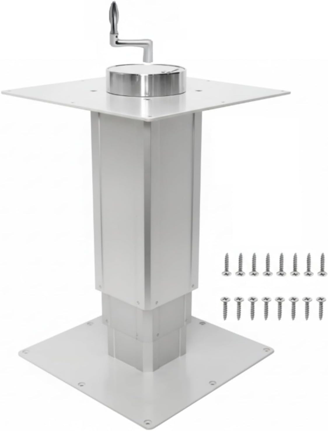 Adjustable RV Table Leg 12-30 Inch, 3-Stage Telescoping Pedestal for Camper Bed Conversion. Aluminum Tatami Style Lifting Stand for Travel Trailer Van Pontoon Boat Yacht. Silver DIY Hardware