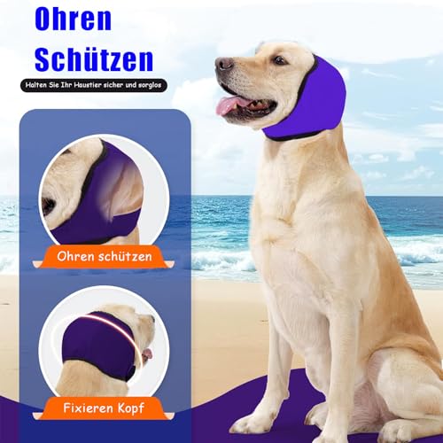 fufupaw Ohrenschutz Hund, Gehörschutz Hund, Lärmschutz, Umweltgeräusch reduzieren, Ohrbügel Hund, Reduzierung Flugzeug Feuerwerk, Reisen, Donner Auswirkungen auf Hunde (M, dunkelblau)