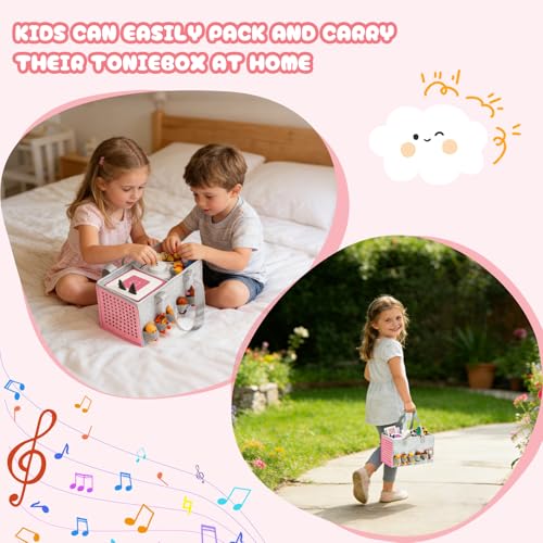 Image of Carrying Case for Toniebox Travel Bag for Tonies Starter Set & Audio Player Felt Cloth Portable Bags for Toniebox 2 Kids Travel Toy Organizer Tote Bags Handbag