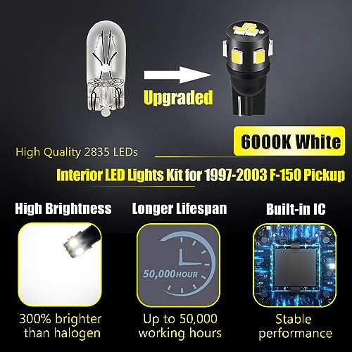 Kit de 12 luces LED interiores para Ford F-150 1997-2003 miniatura 2