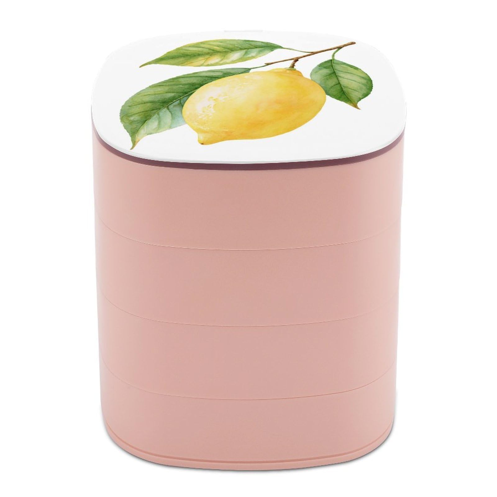 Jubonexis Fresh Whole Lemon Botanical Watercolor Jewelry Boxes for Women, Earring Holder Organizer Rotating Jewelry Organizer for Necklaces Bracelets Ring