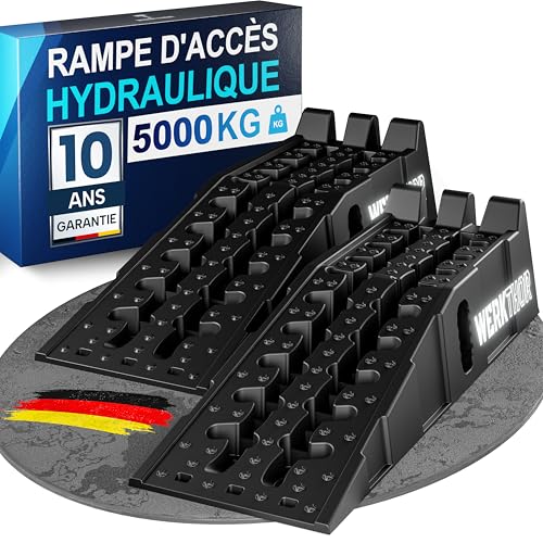 WERKTHOR Lot de 2 rampes d'accès pour Voiture - Rampes d'accès pour Une adhérence maximale [<5] - Rampe très résistante pour Toutes Les Surfaces - Rampes de Voiture