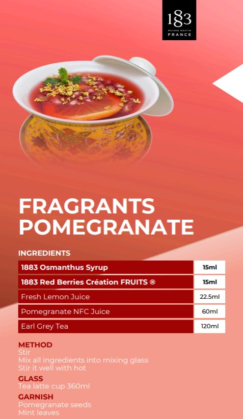 Image of 1883 Pomegranate Syrup for Drinks, Made in France, 1 Liter Plastic Bottle