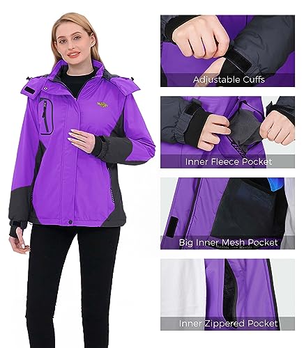 Image of Wantdo Women's Mountain Waterproof Ski Jacket Windproof Rain Jacket Winter Warm Hooded Coat