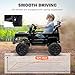 Qaba 12V Ride On Truck, Battery Powered Kids Electric Car with 4 Suspension Wheels, Remote Control, 3 Speeds, LED Headlights, Horn, USB Music, Black