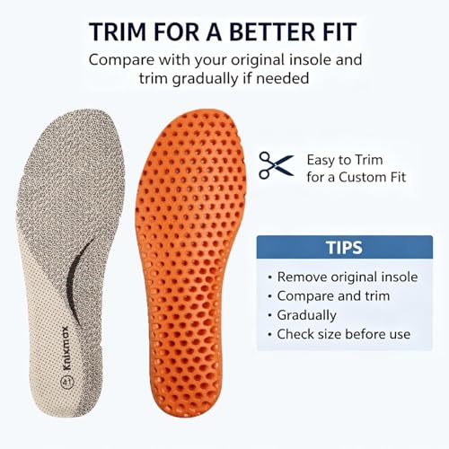 Image of Knixmax Women's Sport Shoe Insoles, Comfort Pigskin Leather Insole for Hey Dudes, Breathable Replacement Inserts for Sneakers, Loafers, Walking Shoes Liners, Beige EU 36