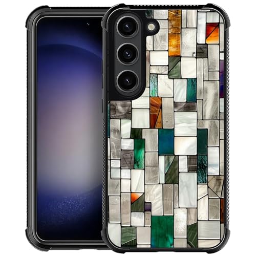 Coque Samsung S23 anti-choc rigide et anti-rayures aux motifs de blocs colorés