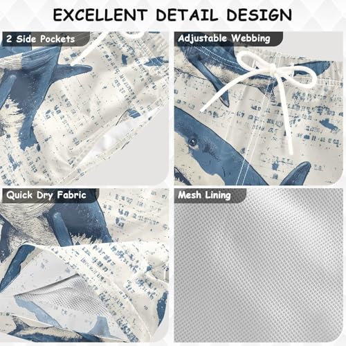 Pigsaly Boys Swim Trunks Vintage Shark Boys Board Shorts Swimsuit Swimwear Summer Bathing Suit 4T3